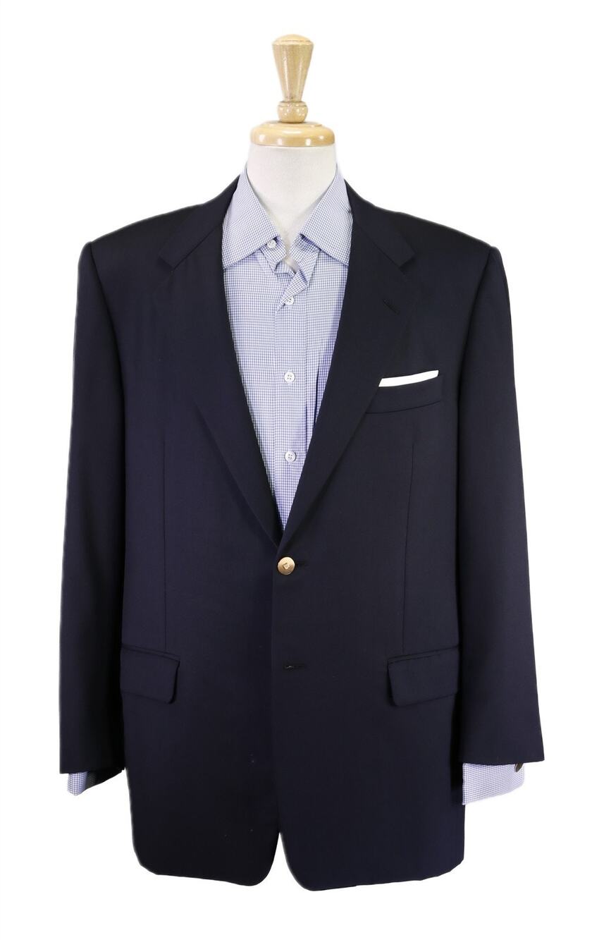 Hickey Freeman Navy Blue Wool Cashmere Gold Metal Buttons 2-Btn Blazer 41R 42R